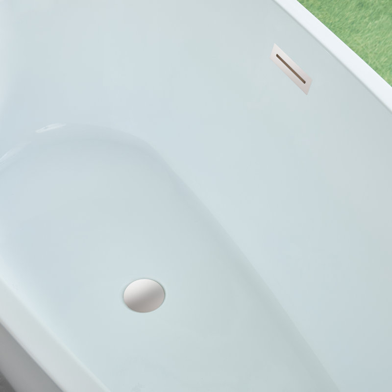 Baignoire autoportante en acrylique, Blanc / chrome poli, H 23,2 po x l 29,5 po x L 59 po