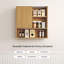 Armoire à pharmacie cannelée au-dessus de la toilette - Rangement mural pour salle de bain avec plateau en faux marbre naturel
