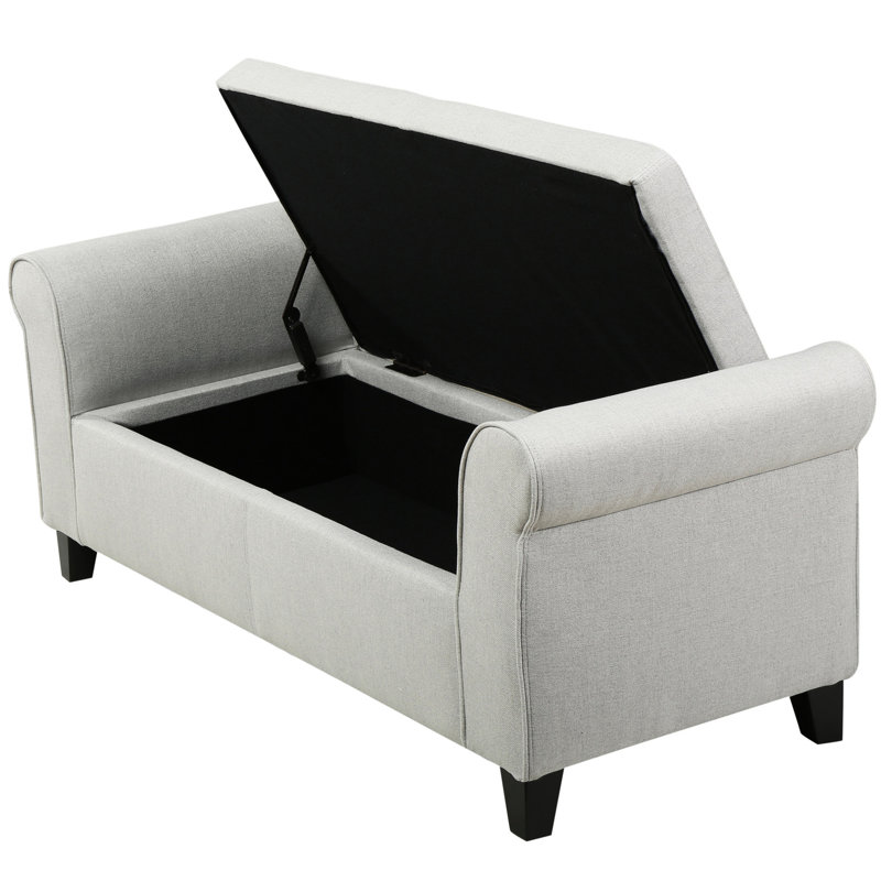 Banc chic avec rangement rembourré gris élégant pour les petits espaces, Gris clair