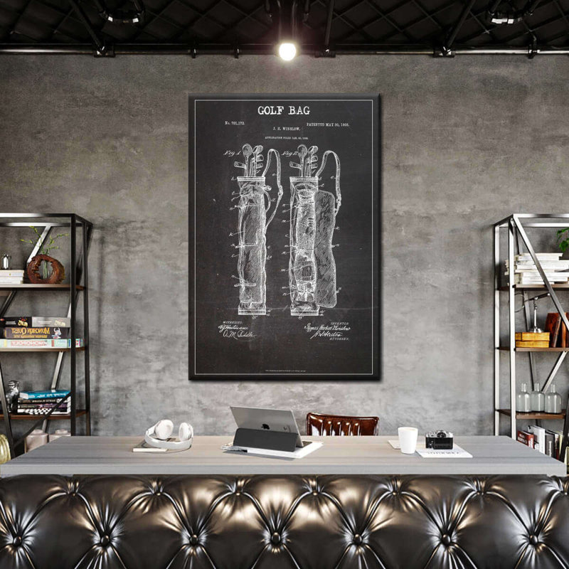 «Sports Blueprints Golf Bag BW» sur toile, H 30 po x l 20 po x P 1,25 po