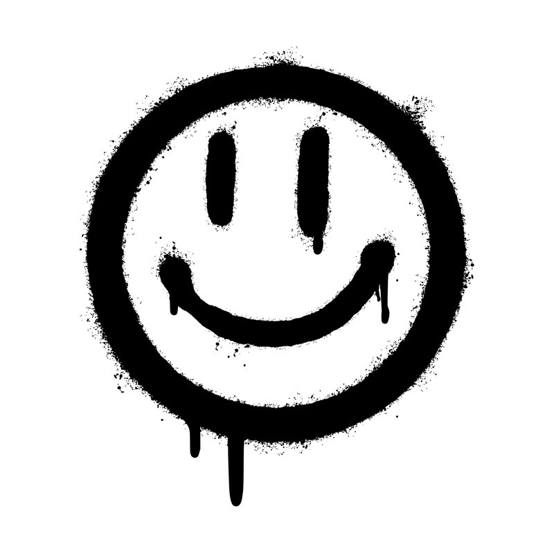 Graffiti Smiling Face - Wrapped Canvas Painting, 51cm H x 51cm W x 3.8cm D