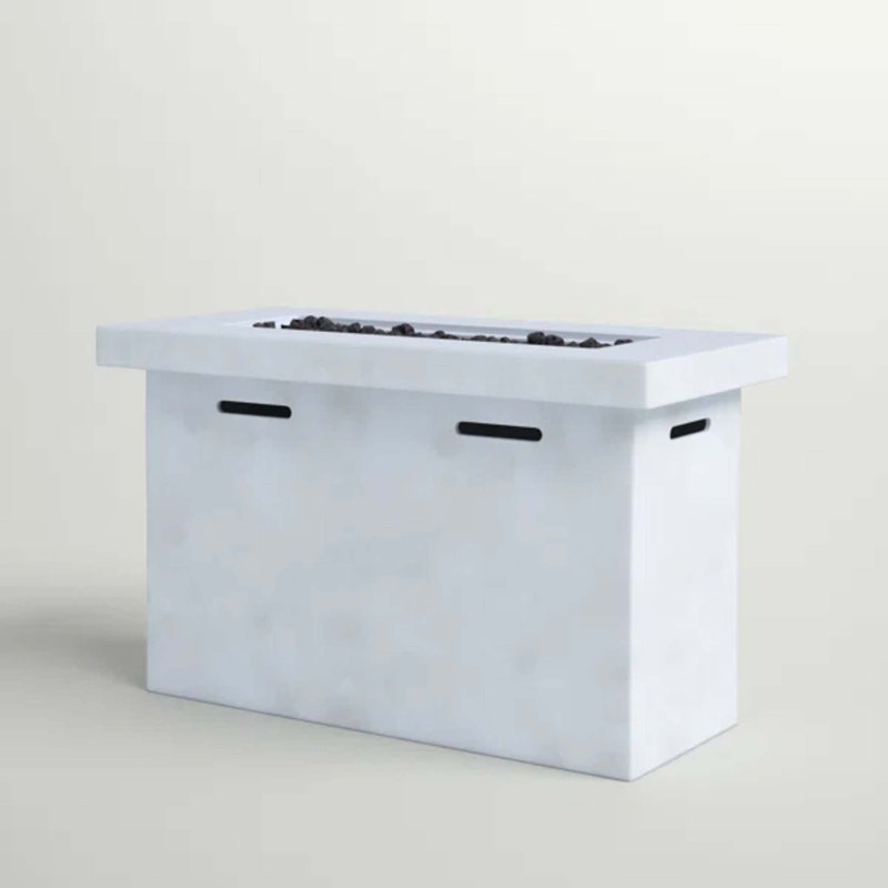 Fiber Reinforced Concrete Propane Outdoor Fire Pit Table, Natural/White