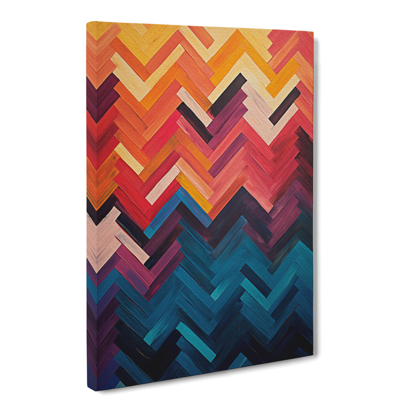 Chevrons Action Painting No.2 - Wrapped Canvas Print, 50cm H x 35cm W x 3cm D