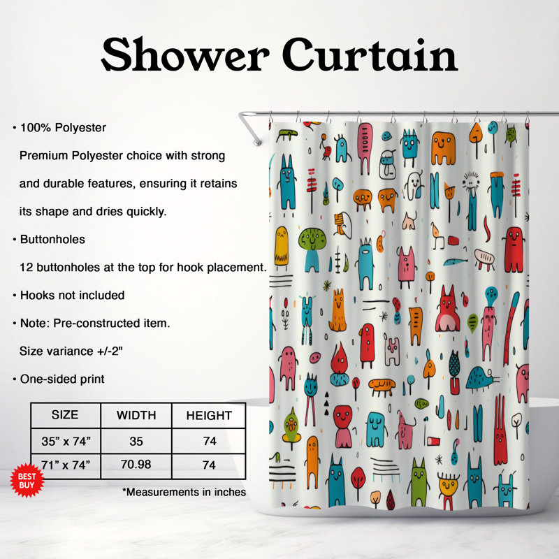 Whimsy World - Premium Shower Curtain, 74"H x 71"W