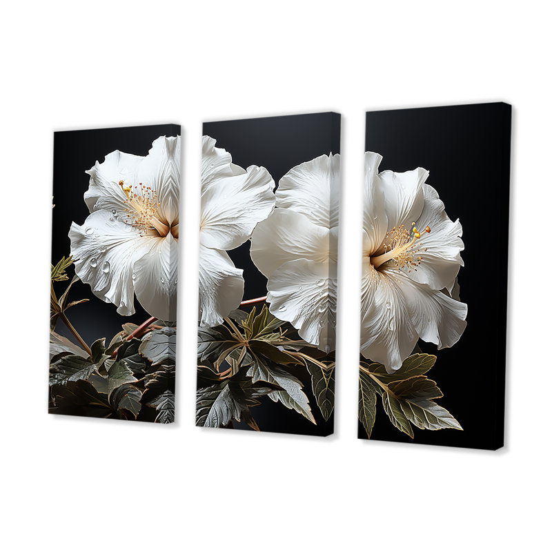 Hibiscus fleurs illuminées par Moonlig I - ensemble de salon Hibiscus Wall Art, H 40 po x l 60 po x P 1 po