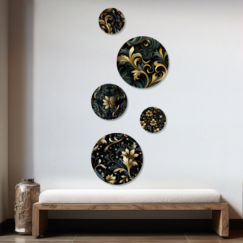 Essonnes - Ensemble d'art mural rond damassé bohémien de 5
