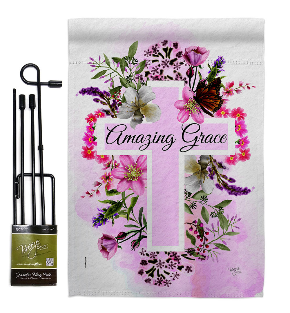 Double Sided 18.5'' H x 13'' W Polyester Flag Set Breeze Decor