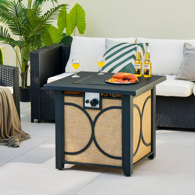 Table de foyer d'extérieur au propane en acier inoxydable avec couvercle H 25 po x l 28 po Arfhlaith