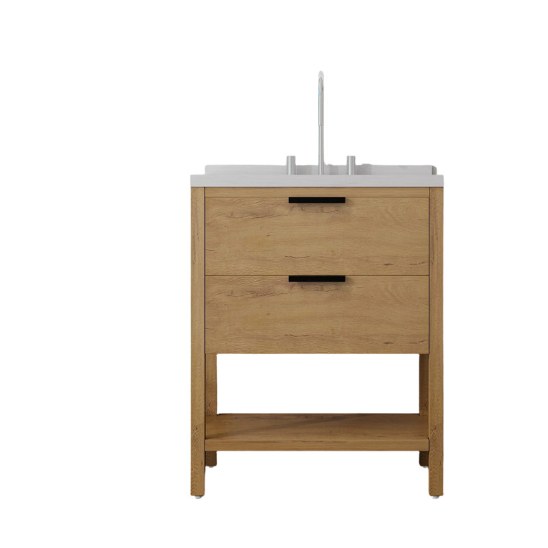 Meuble-lavabo autoportant avec lavabo, Chêne, 30"