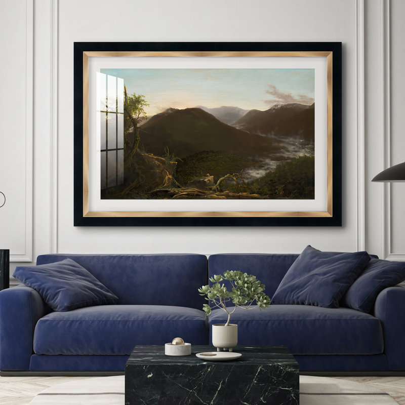 Lever du soleil sur les monts Catskill, 1826 - Thomas Cole - Estampe encadrée sur mesure, 28x40 INNER SIZE, Tuxedo Gold Edge