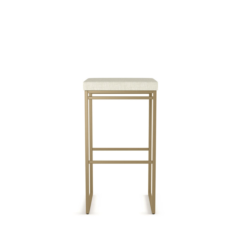 Tabouret de bar et de comptoir Humiston, Tabouret de comptoir (siège d'une hauteur de 26,7, Vinyle-Beige, Doré
