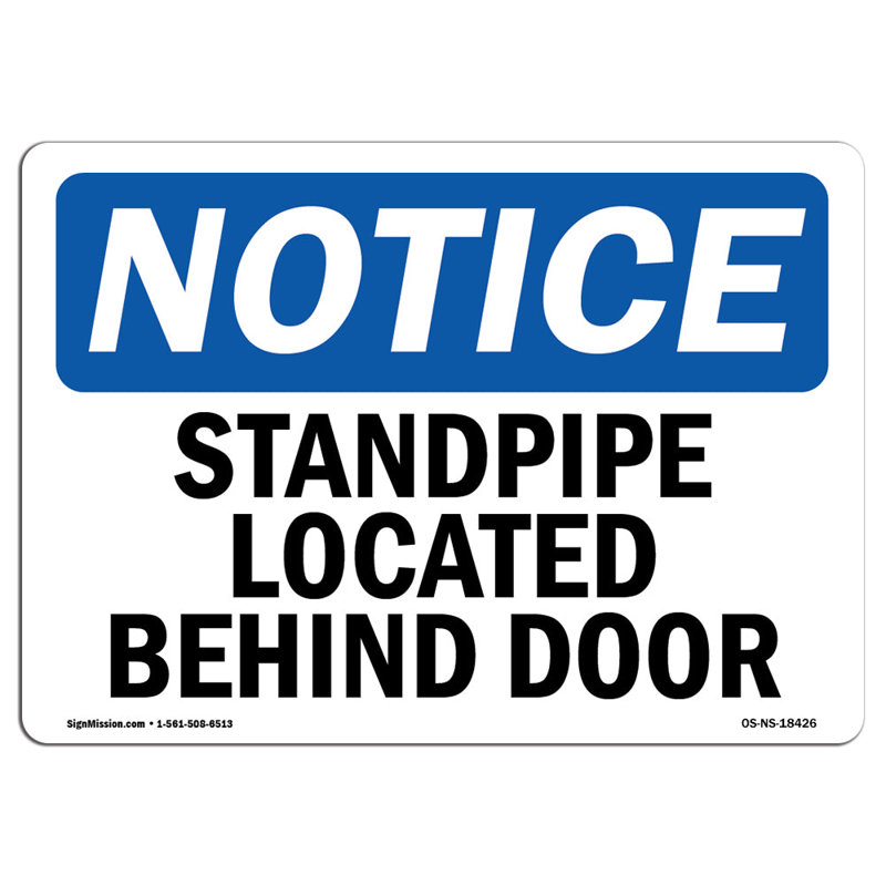 Standpipe Located Behind Door Sign