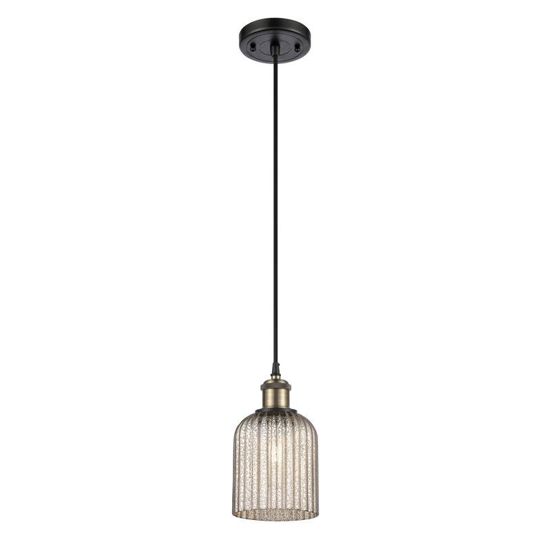 Luminaire suspendu 1 lumière Aalina, Laiton antique noir, Mercure