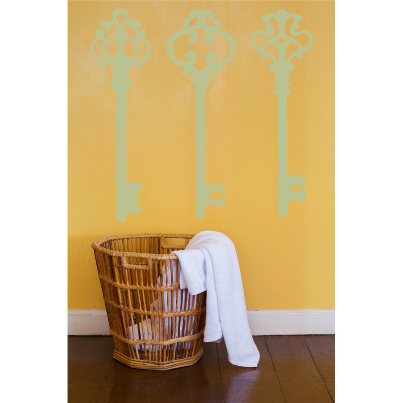 Décalcomanie murale clés squelettes, H 45 po x l 46 po x P 0,01 po, Céladon