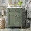 Meuble-lavabo de salle de bain avec lavabo en céramique, deux tiroirs et supports de rangement sur la porte-648173137