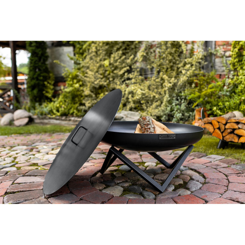 Round Steel Wood Burning Smokeless Fire Pit, 35cm H x 70cm W x 70cm D
