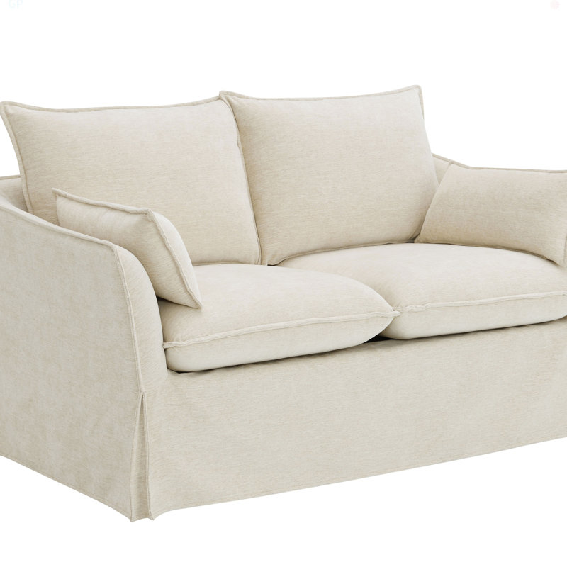 Causeuse Shane en lin beige avec 2 coussins