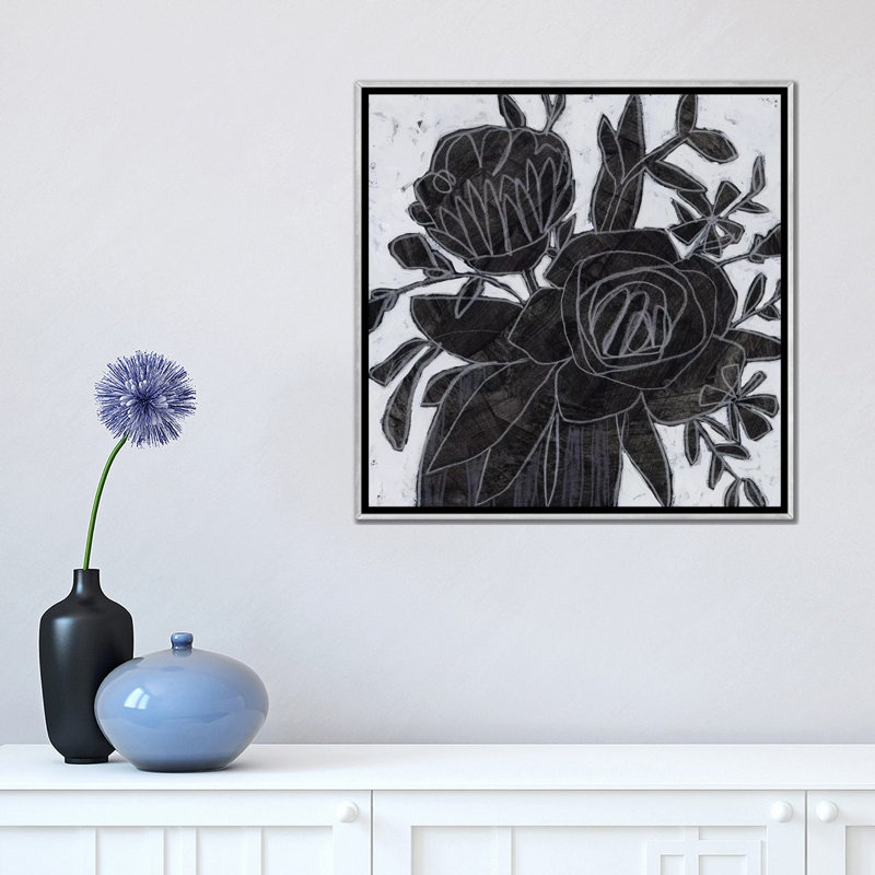 Print, Toile avec cadre argenté, Pas de tapis, H 18 po x l 18 po x 1,5 po