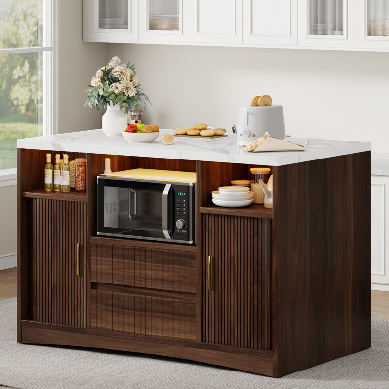 47.2 " W Kitchen Island, Brown