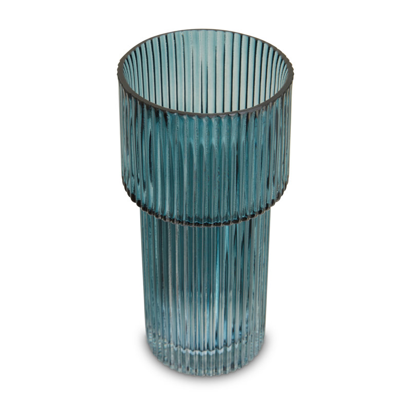 Demekia Glass Table Vase, Blue, 20cm H x 10cm W x 10cm D