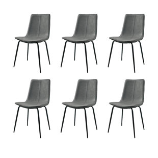 Chaises de salle à manger en similicuir, chaises de salle à manger de cuisine avec dossier et pieds en métal, chaise sans accoudoirs moderne Mid-Century, siège rembourré