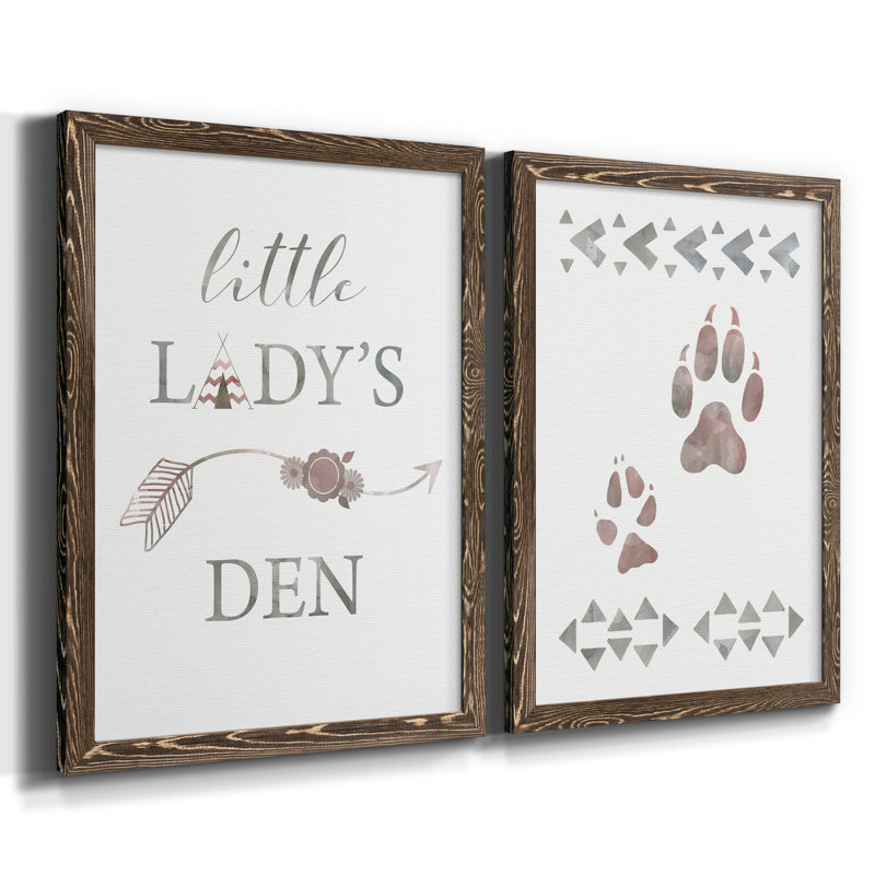 Little Lady Den Arrow - 2 pièces, H 37,5 po x l 55 po x P 1,5 po, Toile avec cadre en noyer, Pas de tapis