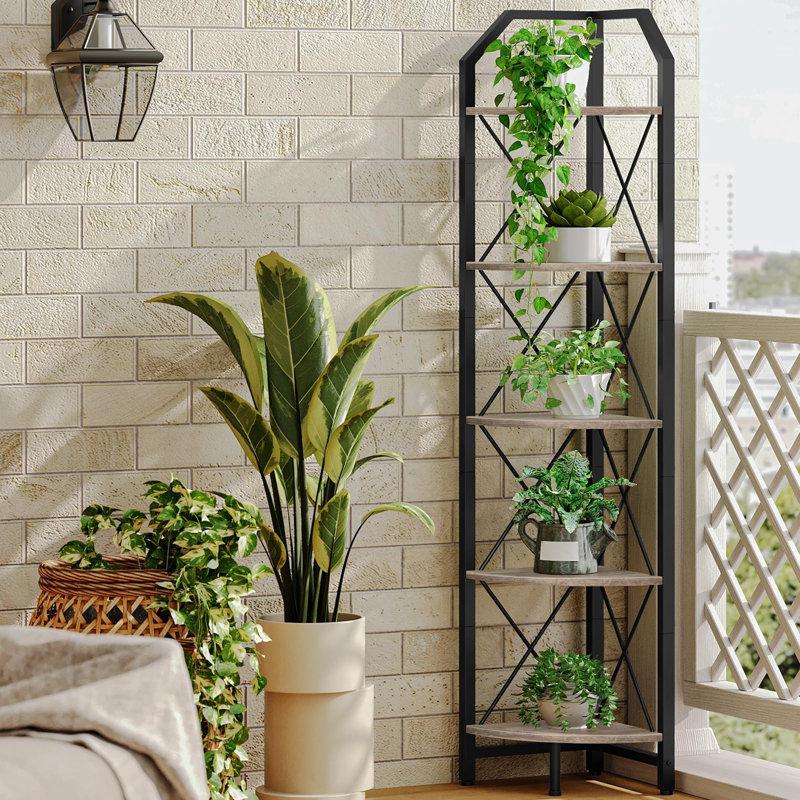 Industrial Corner Bookshelf, Greige/Black