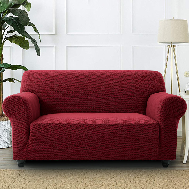 Premium Quality Stretchable Spandex Sofa Cover, 179cm H x 224cm W x 9cm D, Burgundy