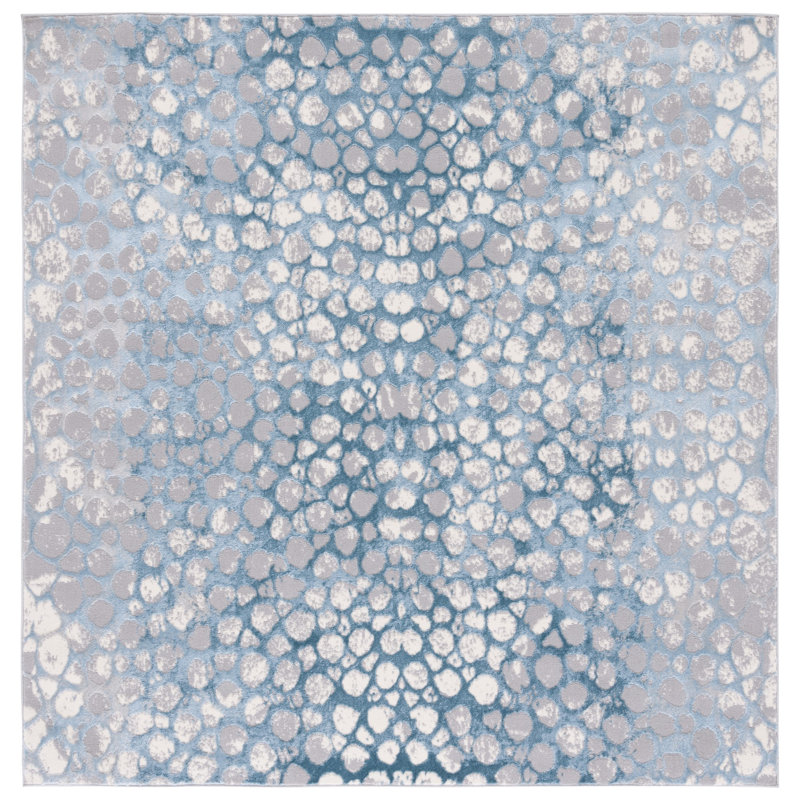 Gupton Abstract Gray/Blue Area Rug, Square 6'7"