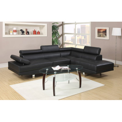 Canapé modulaire en similicuir noir