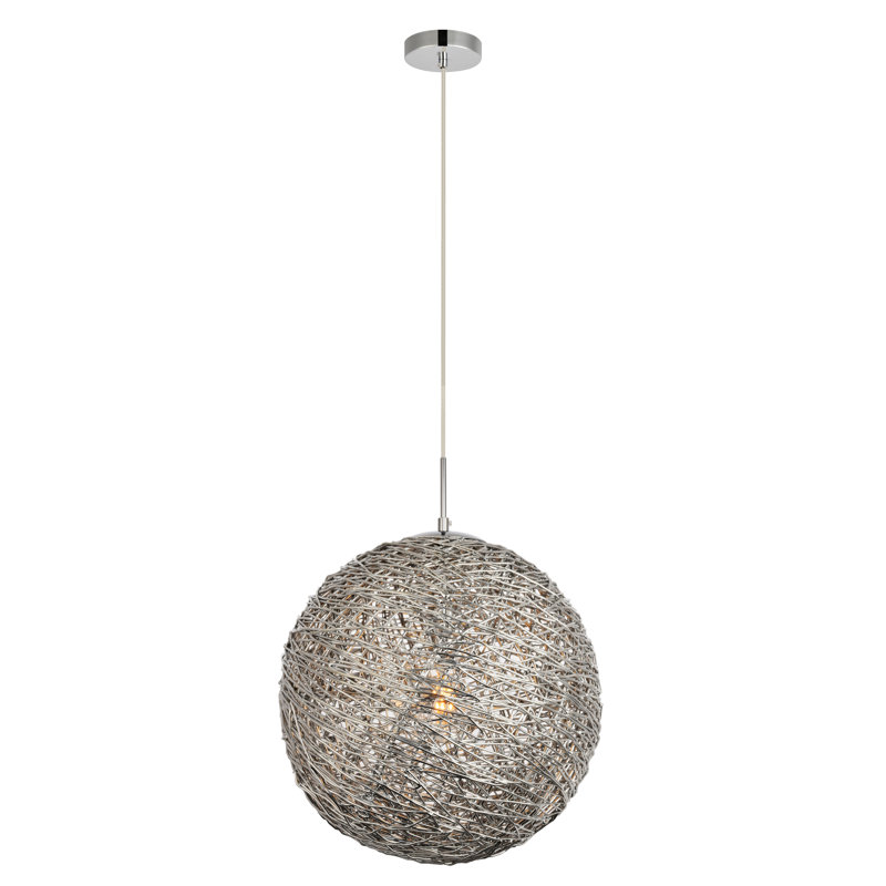 Luminaire sphère suspendu 1 lumières simple Bainum, H 77 po x l 15,7 po x P 15,7 po, Chrome
