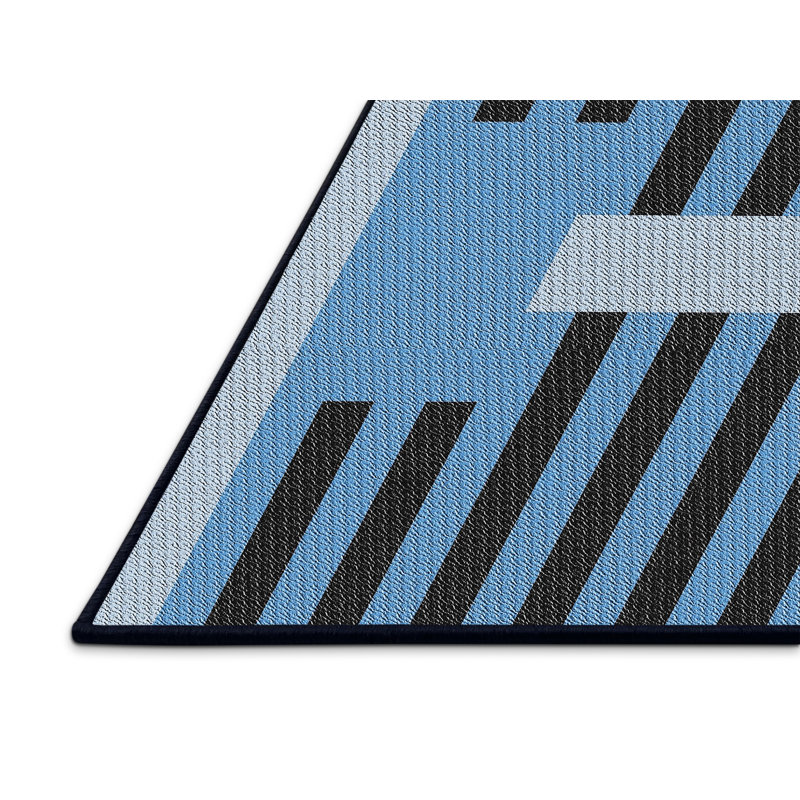 Tapis bleu/gris à tisser électrique, Rectangle 7 pi x 10 pi