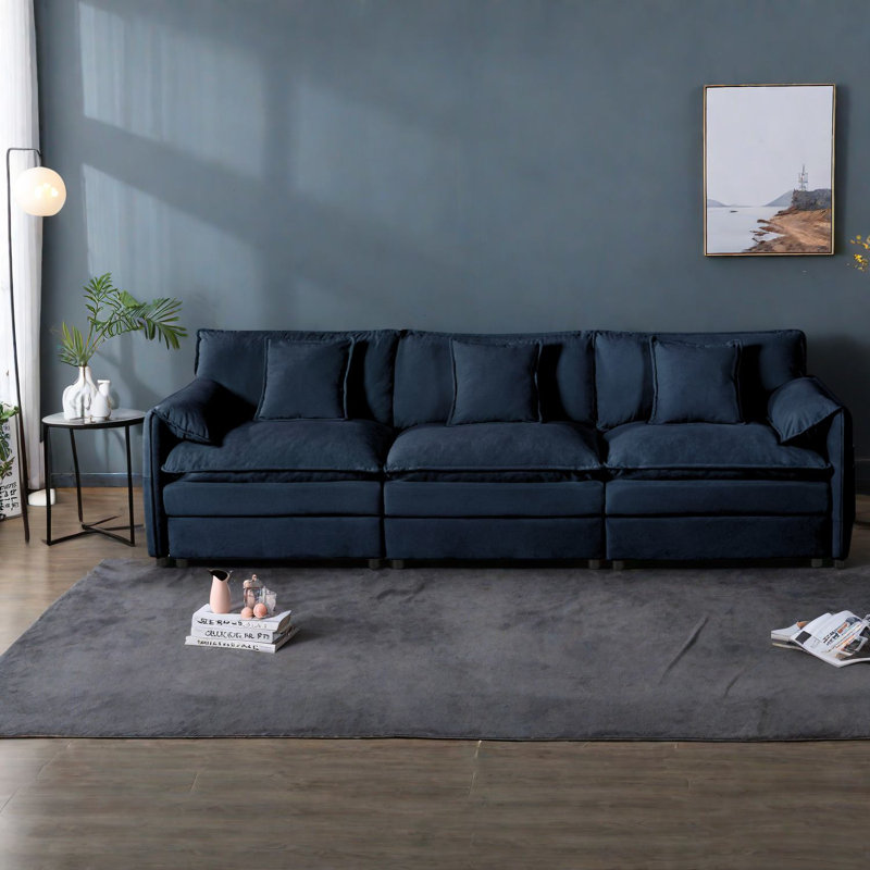 Spacious Modern Chenille Sofas, Deep Seat Modular Couch For Home