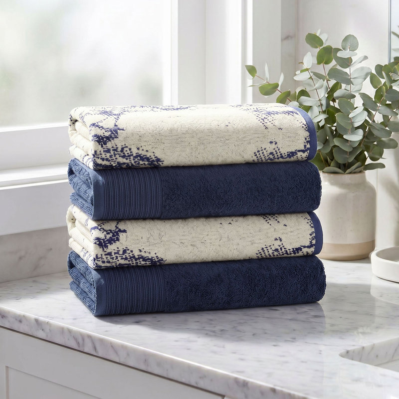 Serviette de bain solide en marbre 100% coton 4 pièces Kreager 500 GSM, Serviettes de bain - paquet de 4