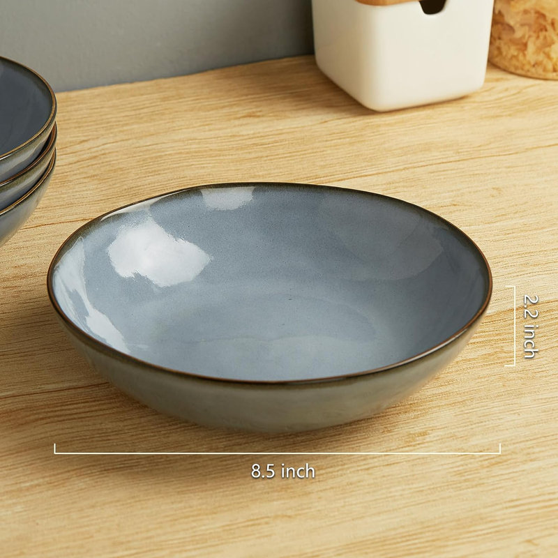 Grand bol à pâtes en grès de 8,5 po Leny, Bleu