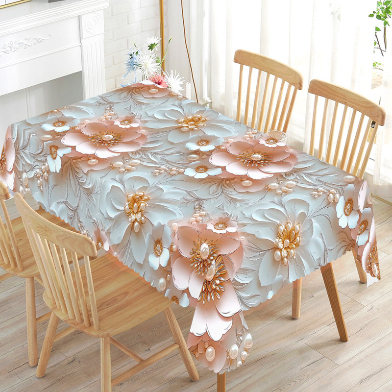 Housse de table à fleurs florales rectangulaires printemps / été 152x220 cm Ellis, L 86,61 po x l 59,84 po