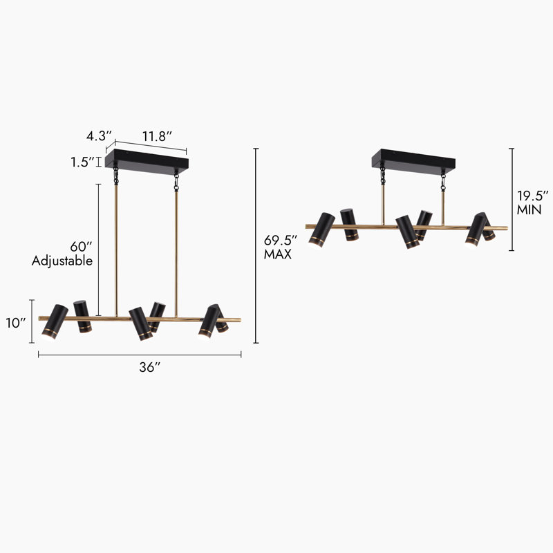 Miaisabella 6-Light Kitchen Island Linear LED Pendant With Adjustable Shades