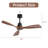 48 Inch Ceiling Fan Without Light, 3 Solid Wood Blades Outdoor Ceiling Fan 6-Speed Reversible DC Motor For Living Room