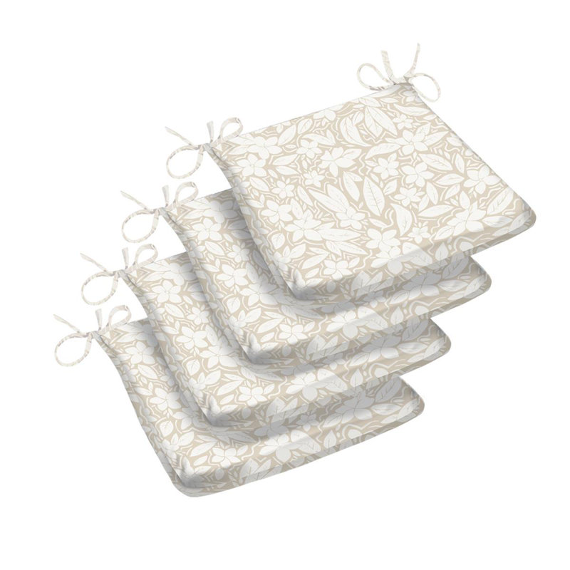 Blossom A Shape Seat Pad Set of 4, Beige Floral