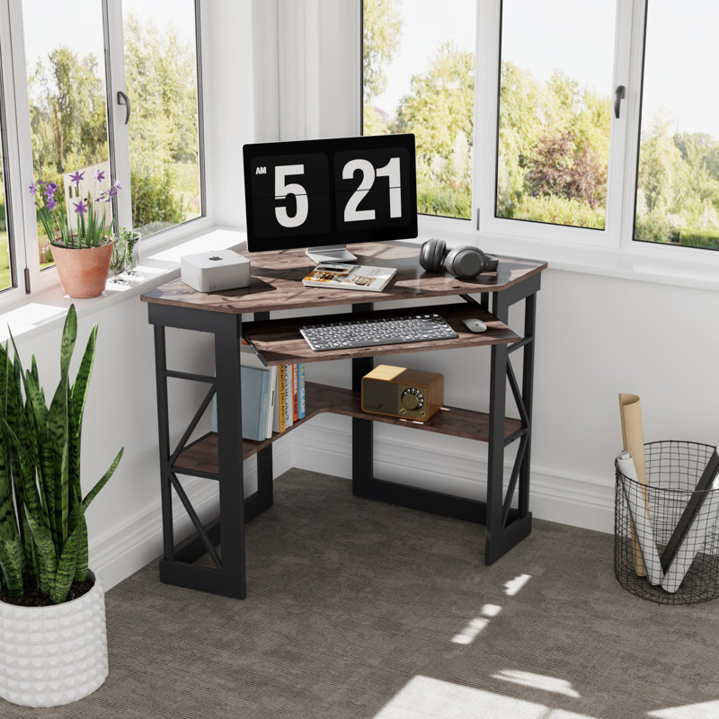 Lambrecht Corner Computer Desk, Dark Brown