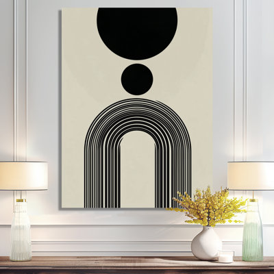 Vortex rétro noir et beige - Art moderne encadré de style Mid-Century, décoration murale moderne de style Mid-Century noir