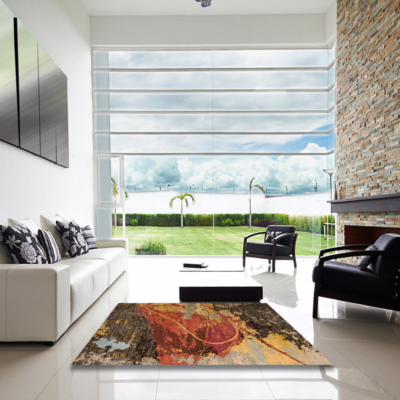 Abstract Indoor Rug, Square 6'