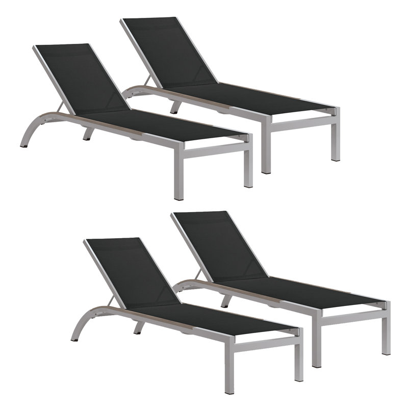 Argento Outdoor Chaise Lounge, Black