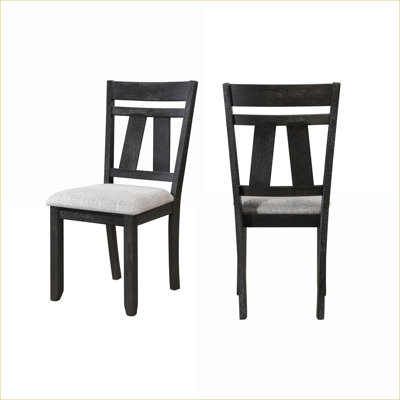 Ensemble de 2 chaises d'appoint de salle à manger rembourrées de style chalet pour adultes en bois gris anthracite blé