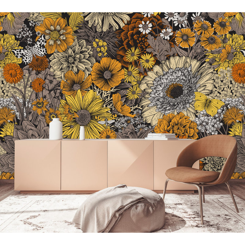 Peel & Stick Floral Wall Mural, 8.33' W x 8.33' L