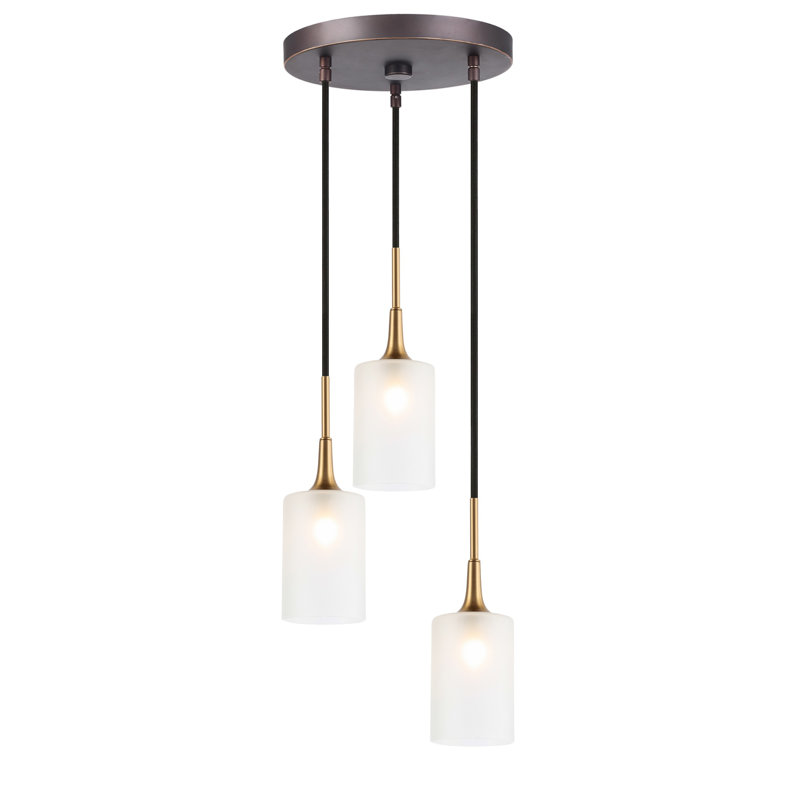 Shults 3 - Light Cluster Pendant, Halogen, Chrome/Bronze