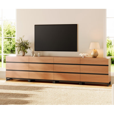 Modern TV Stand For Tvs Up To 120 Inch, Entertainment Center TV Console With 12 Drawers And Metal Base, Media Console For Living Room, Bedroom