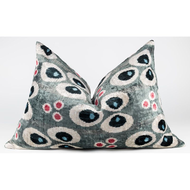 Silk Lumbar Rectangular Pillow Cover & Insert, Gray/Silver/Polka Dots/Dots
