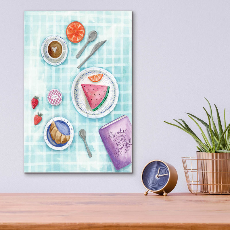«Morning Picnic» par Rachel Nieman, art mural en verre acrylique, H 16 po x l 12 po x P 0,13 po