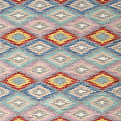Tapis de zone rouge/jaune/rose contemporaine
